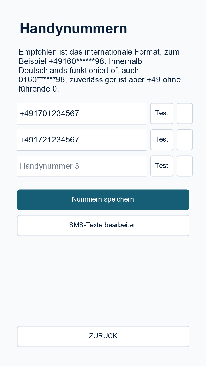 Rufnummern in der App