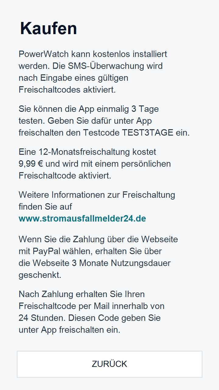 Kaufen und Testcode